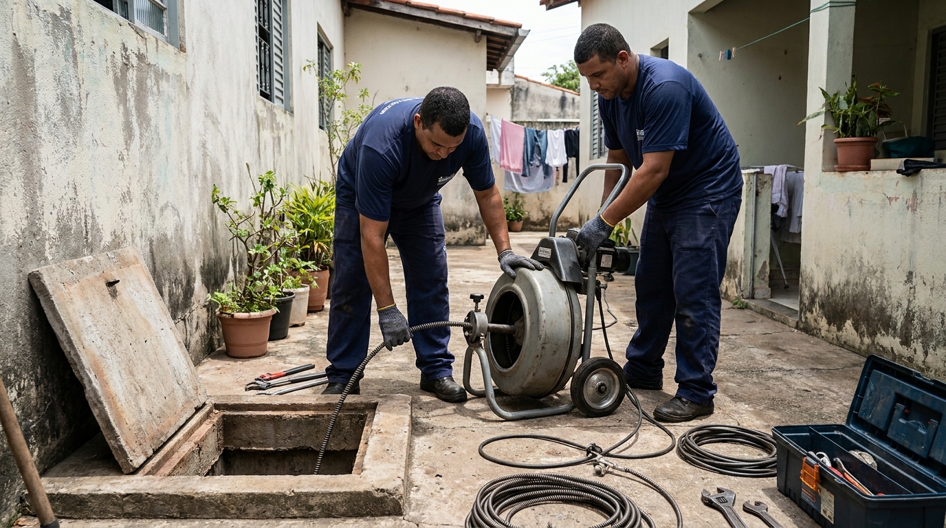 Desentupimento de Coluna Sanitária em Rio Claro‑SP