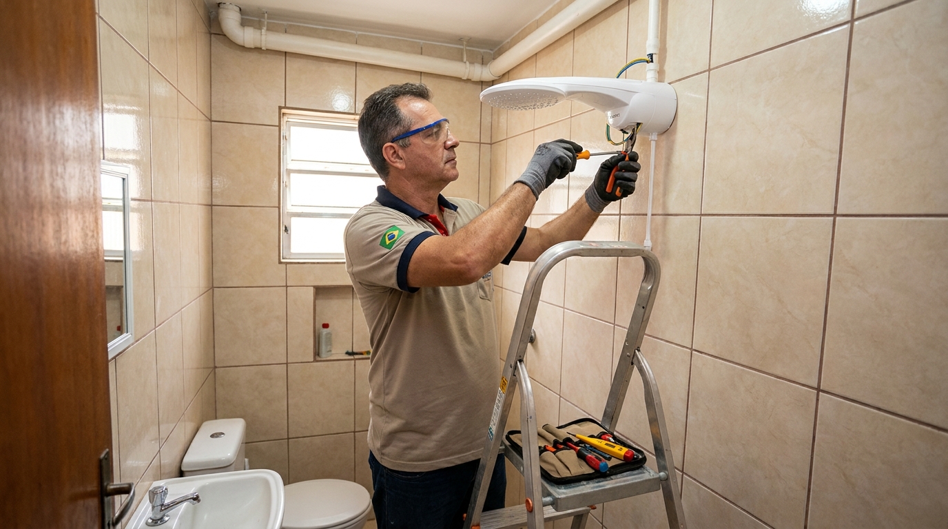 Substituição de Chuveiro Antigo em Rio Claro‑SP